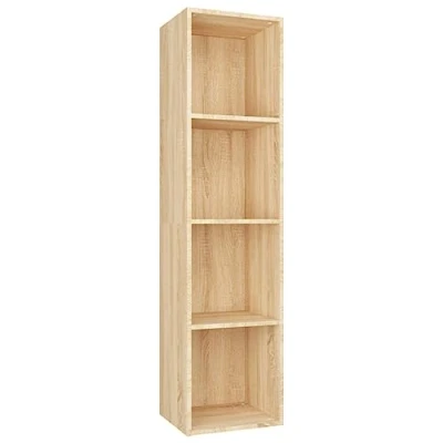 Image of vidaXL Modern Book Cabinet/TV Cabinet in Sonoma Oak Engineered Wood Freestanding Bookshelf and TV Stand with 4 Compartments