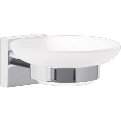 Image of tesa Ekkro soap dish, high gloss chromed metal, self adhesive, adhesive mounting technology, 51mm x 110mm 131mm