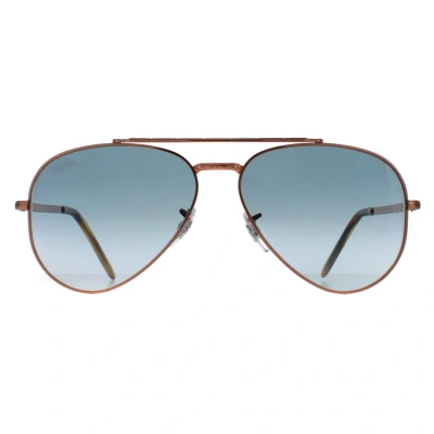 Image of Ray Ban Aviator Unisex Polished Rose Gold Blue Gradient RB3625 New Metal One Size