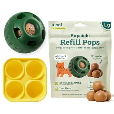 Image of WOOF Starter Pack Interactive Dog Toys for Boredom Treat Molds Silicone Chicken Flavored Healthy Treats Pupsicle Enrichment Toy Large 25 75 lbs