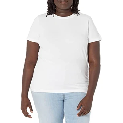Image of The Drop Women&#039;s Courtney Short Sleeve Tiny Crewneck Jersey T Shirt, White, S