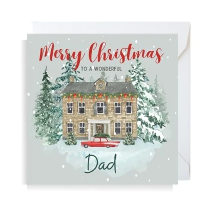 Image of Second Ave Dad Christmas House Square Xmas Holiday Festive Greetings Card