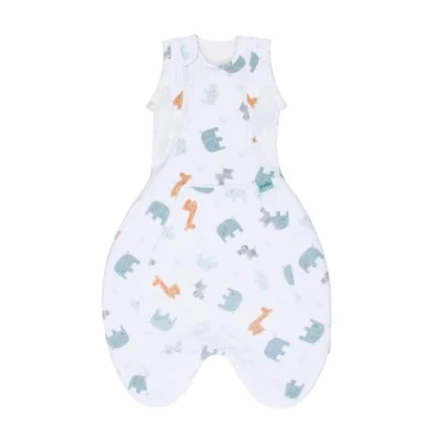 Image of PurFlo Swaddle to Sleep Bag All Season 2.5 tog Sleeping 0 4 Months Breathable Newborn Baby That Grows With Your Arms In or Out Hip Healthy Animal Safari