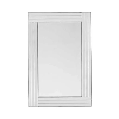Image of Pandamoto Bathroom mirror antique modern venetian style wall 3Ft11 X 2Ft8 120cm 80cm, Silver