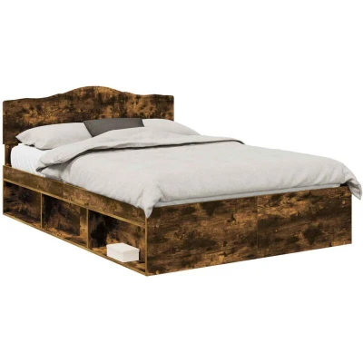Image of vidaXL Bed Frame Smoked Oak 140 x 200 cm Solid Pine Wood