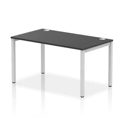 Image of Impulse Bench Single Row 1400 Silver Frame Office Desk Black
