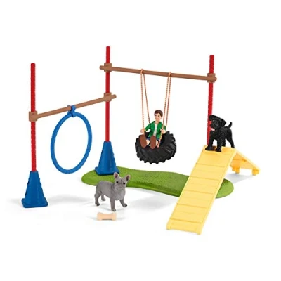 Image of SCHLEICH 42536 Puppy Agility Training Farm World Toy Playset for children aged 3 8 Years