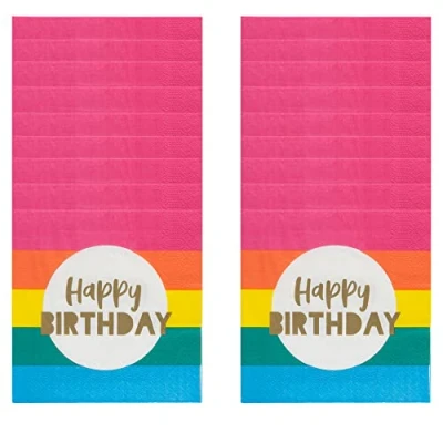 Image of Talking Tables Happy Birthday Napkins Rainbow Party Supplies for Kids, Adults, 16 x Paper Serviettes,33cm 33cm, RBHBNAPKINS
