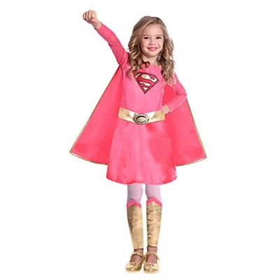 Image of amscan (PKT) (9906733) Child Girls Supergirl Pink Costume (10 12yr)