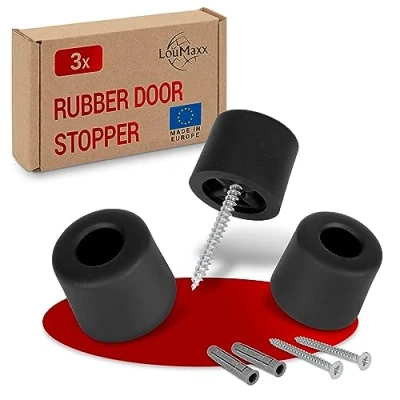 Image of LouMaxx Rubber Screw On Floor Door Stopper in Black