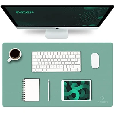 Image of K KNODEL Leather Desk Mat, Office Pad, Small Mouse Keyboard Computer and Laptop Mat for Desk, Protecor Desktop Writing, Blotter Cover (60x35cm, Green)