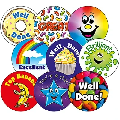 Image of 450 Mixed Scented Motivational Childrens Pupils School Teachers Reward Stickers Value Pack 37mm Primary Teaching Services