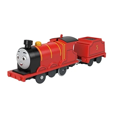 Image of Fisher Price Thomas &amp; Friends James Motorized Toy Train Engine for Preschool Kids Ages 3 Years and Older, HDY70