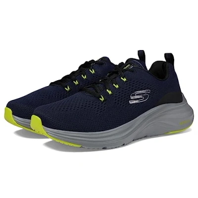 Image of Skechers Men&#039;s Vapor Foam Trainers, Navy Mesh/Synthetic/Lime Trim, 5.5 UK