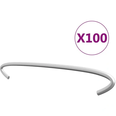 Image of vidaXL Gabion Hooks Pack of 100, Heavy Duty Galvanised Steel, Enhances Stability, Easy Assembly, Ideal for Filling Gabions with Stones 20 cm Length, 3.5 mm Diameter