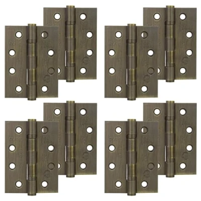 Image of Decoranddecor Door Hinges Internal Fire Rated 4inc / 102mm Ball Bearing Steel Antique Brass 4 Pairs