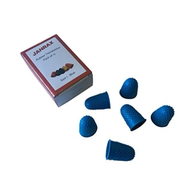 Image of Pack of 12 Blue No.1 Rubber Thimblettes Medium Thimble Finger Cones