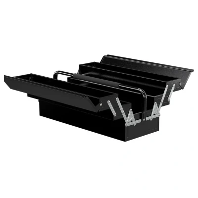 Image of DURHAND Metal Tool Box 3 Tier 5 Tray Professional Portable Storage Cabinet Workshop Cantilever Toolbox with Carry Handle, 56cmx20cmx34cm, Black