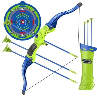 Image of Coo11 Pack of 2 Bow and Arrow Full Indoor Outdoor Shooting Archery Toy Set for Kids, Lightweight Safe Durable 6 Arrows Wall Mounted Target Quiver, Boys Girls Ages 4 12 (Green)