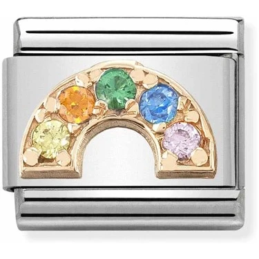 Image of Nomination Rose Gold Crystal Rainbow Charm