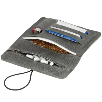 Image of Simaru Tobacco Pouch Made of Vegetable Tanned Leather for 30 g Pouch, Genuine Turner Bag with Filter Compartment and Plate Holder, Durable Robust