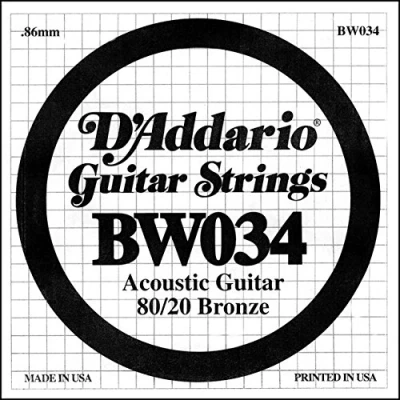 Image of D&#039;Addario .034 Bronze Wound Single String for Acoustic Guitar