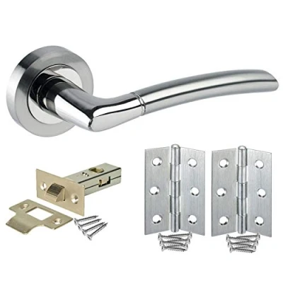 Image of Duo Chrome Door Handle Pack with Latch and Hinges H750024D HL1