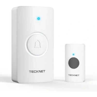 Image of TECKNET Wireless Doorbell, Waterproof Doorbell Battery Operated Cordless Door Chime Kit with up to 400 M Range, 5 Level Volume &amp; 60 Chimes 4.5 Year Life
