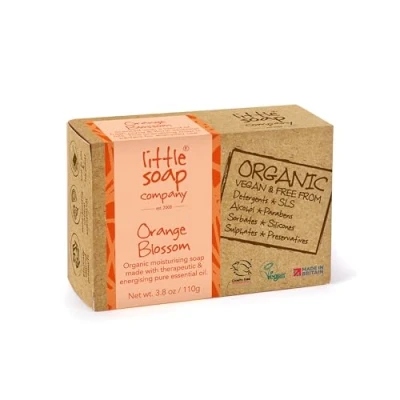 Image of Little Soap Company Organic Orange Blossom Bar Vegan, Cruelty Free, No SLS or Parabens With Sweet Orange, Rose &amp; Neroli Essential Oils, Eco Friendly Body Hand Bar,110g