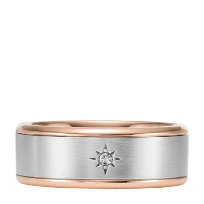 Image of Fossil JF04396998 Men&#039;s Ring Classic Stainless Steel Two Tone, Steel, No Gemstone