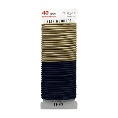 Image of Zulfaye Hair Accessories, Navy and Blonde Bands for Thick Hair, Ties, Elastic Bobbles Women, Ties no Damage Girls, Hairbands Women