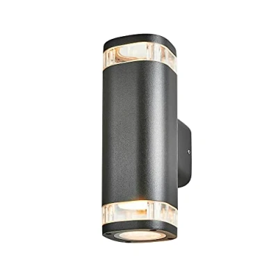 Image of LITECRAFT Ovat Up &amp; Down Outdoor Wall Light IP54 Rated Garden Fitting Black