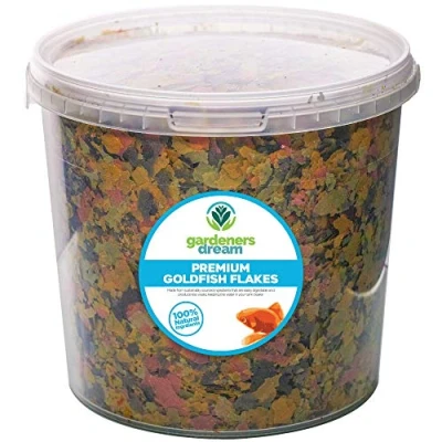 Image of GardenersDream Goldfish Flakes Premium Grade Aquatic Fish Food Mix Healthy and Nutritious Feed for Coldwater Life High Protein, Great Source of Vitamins &amp; Easily Digestible In Tubs (5L)