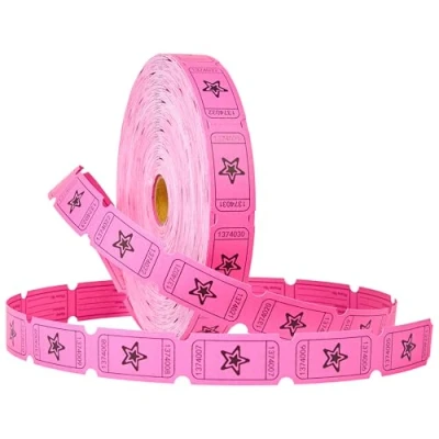 Image of KreativeKraft Bingo Raffle Tickets Roll 2000 Ticket Count Easy Tear Event Prize (Pink Raffle)