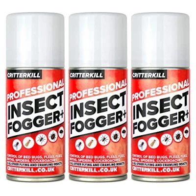 Image of CritterKill Insect Fogger + Total Release Automatic One Shot Fogging Insecticide for Fleas, Bed Bugs, Flies, Moths 150ml (3 Pack)