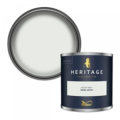 Image of Dulux Heritage Velvet Matt Paint, Panel White 125ml
