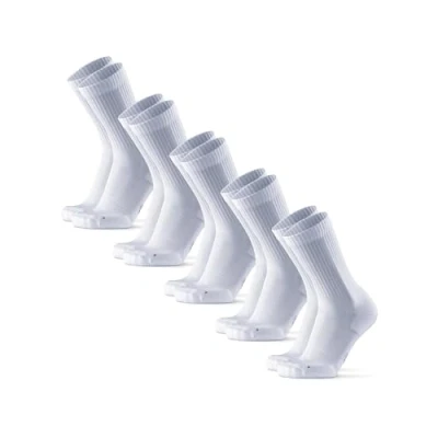 Image of DANISH ENDURANCE Cushioned Running Socks for Long Distances, Crew Length, Anti Blister Men &amp; Women, 3 or 5 Pack, 5xWhite, 6 8