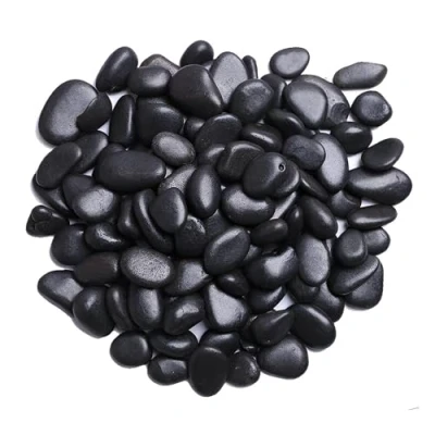 Image of Black Polished Pebbles, 2.2lb Decorative Stones Natural River Outdoor Rocks Original Stone Home Decoration for Plants Decor Landscaping Pond Garden, 2 3cm