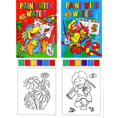 Image of WF Graham 6 x Childrens A4 Watercolour Painting Book Magic Paint Palette on Every Page