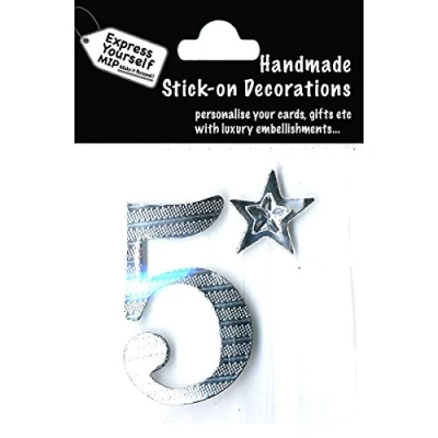 Image of Express Yourself Number Sticker 5 Color: Silver