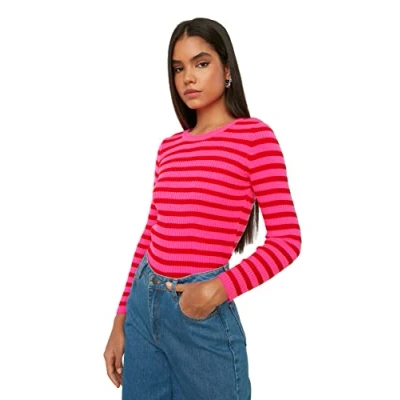 Image of Trendyol Women Slim fit Basic Crew Neck Knitwear Sweater Rot