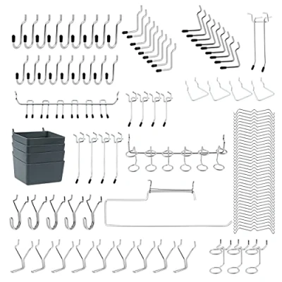 Image of Faankiton113PCS Peg Board Hooks Accessories, Pegboard Bins, Organizer for Garage