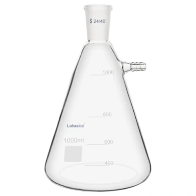 Image of Labasics 1000 ml Filtering Flask with 24/40 Standard Taper Joint, High Borosilicate Glass Filter Flask, Bolt Neck Tubulation, 9 mm Hose Interface