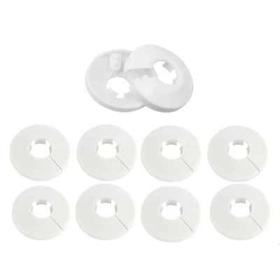 Image of SuSohr Pack of 10 Plastic Radiator Pipe Collars Covers for 15 mm Diameter (White)