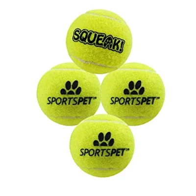 Image of SPORTSPET TENNIS Balls for Dogs (SQUEAK Puppy, 4 Pack), Yellow