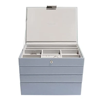 Image of Stackers Dusky Blue Classic Medium Jewellery Box, Set of 4