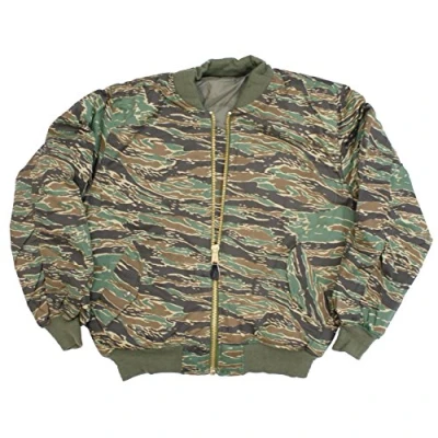 Image of Camouflage MA1 Bomber Flight Jacket With Heavy Brass Zip (XL, Tiger Stripe)