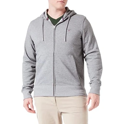Image of GANT Men&#039;s D1. The Original Full Zip Hoodie, Grey Melange, XL