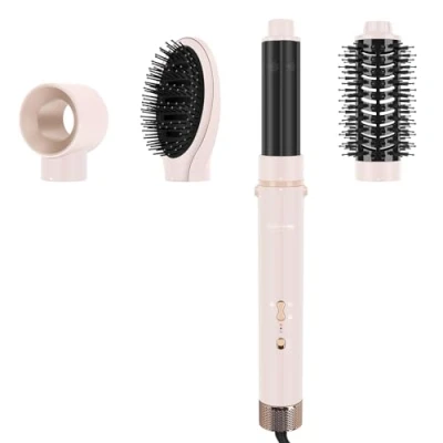 Image of 4 in 1 Air Styler, Hair Dryer Brush, Million Ionic with Hot Auto Curler(40MM), Round Brush for Styling, Drying, Volumizing, and Curling(Pink)
