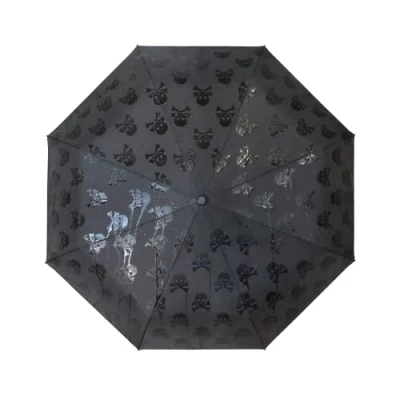 Image of Suck UK Skull Umbrella Black Compact Umbrellas for Women &amp; Gothic Accessories Gifts Mens Windproof Decor Goth